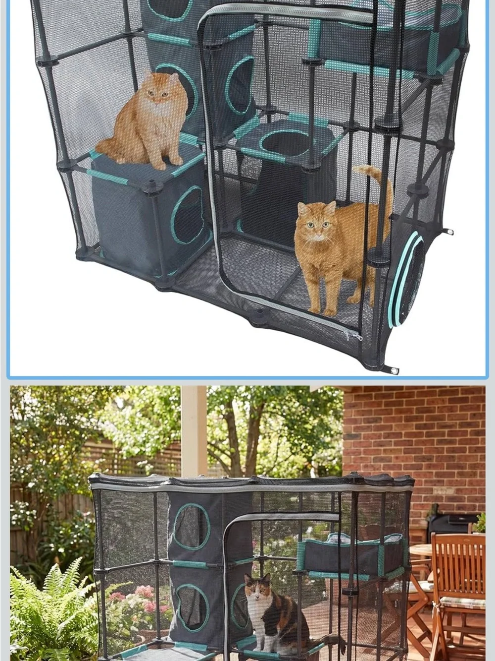Catio Mesh Play & Storage Cubby in Teal and Black - Brand Unspecified